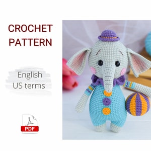 Crochet PATTERN PDF Amigurumi Cute Funny Elephant image 1