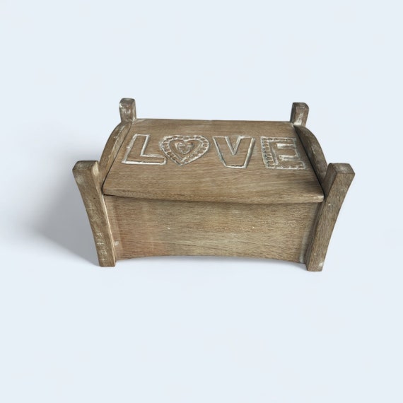 Love Carved Jwellery Wooden Box Handmade Carved Home Decor