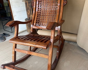 Handmade Wooden Rocking Chair: Rustic Home Décor Furniture UK