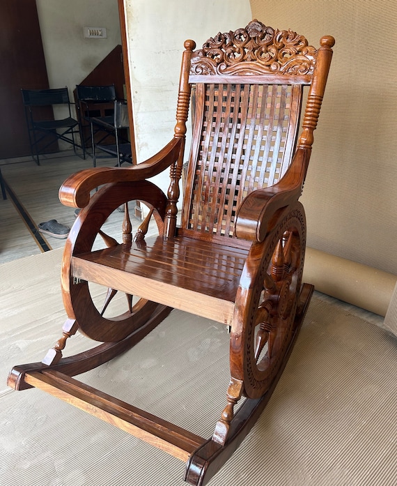 家具 Japanese vintage Akita woodwork Rocking chair with attractive taste and beautiful form (armchair, itaza chair, swing chair, vintage) Mid-Century Modern Leather, Jatoba vineer and Plywood Rocking