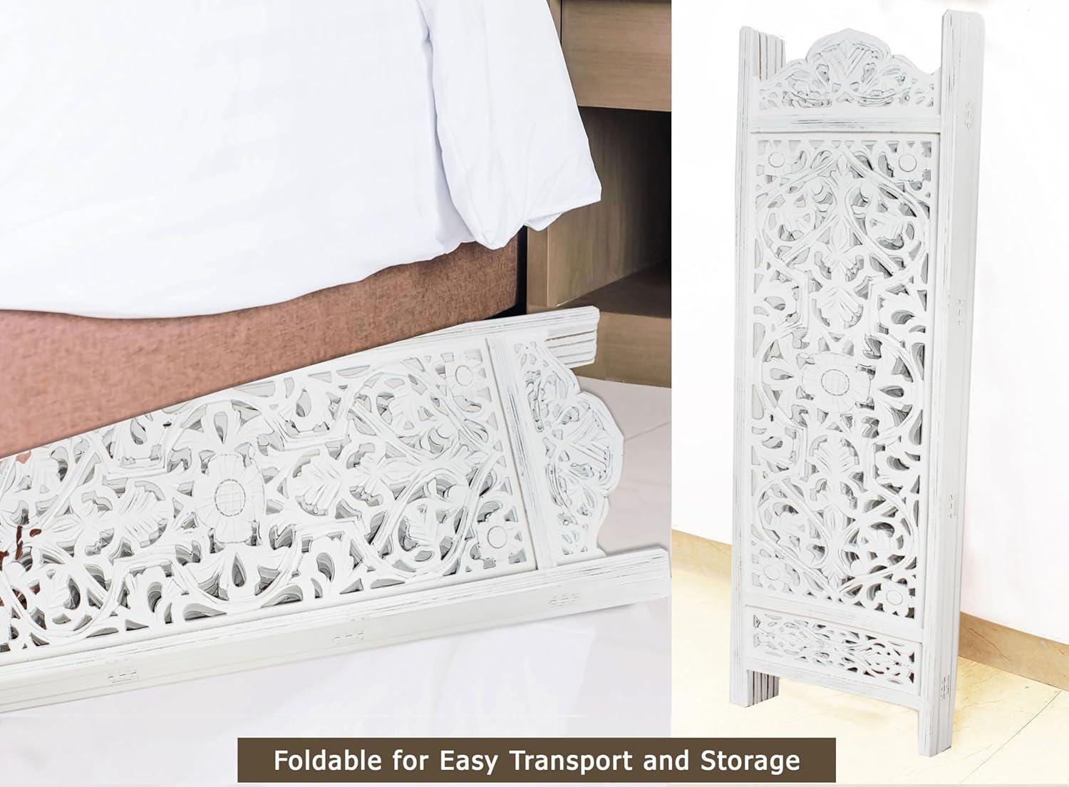 お値下げ❣️海外製　木製の彫刻入り4パネル間仕切り 彫刻が施された木製間仕切り、4枚パネル！アンティーク調仕上げ - Etsy