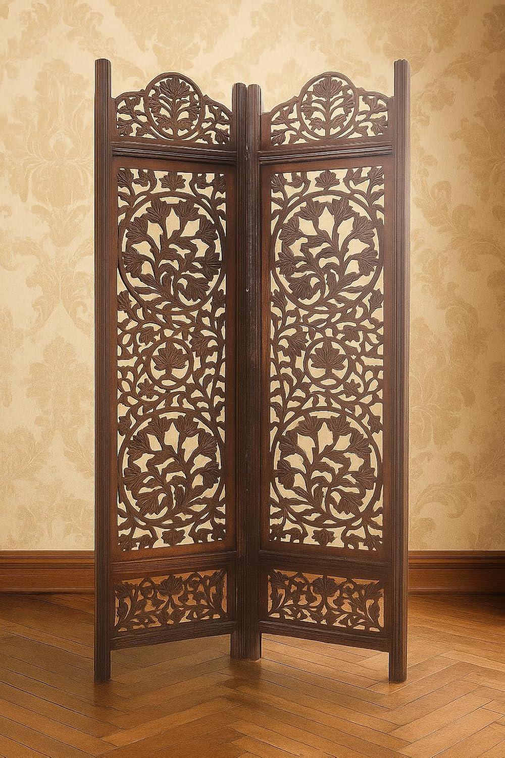 木製彫刻パーティション Hand Made Carved Wooden Room Divider, Partition 20