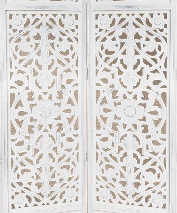 お値下げ❣️海外製　木製の彫刻入り4パネル間仕切り 彫刻が施された木製間仕切り、4枚パネル！アンティーク調仕上げ - Etsy