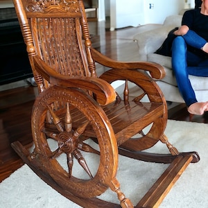 Handmade Wooden Rocking Chair: Vintage Stylish Home Decor Furniture Timeless Elegance in Wooden Craftsmanship