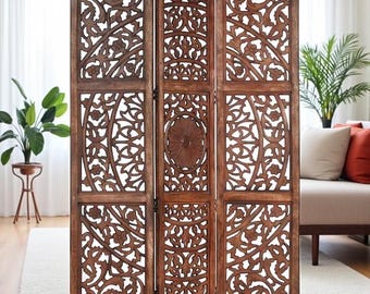 Carved Wood Room Divider Free Standing Folding Screen Floral Wood Carved Wood Room Divider Free Standing Folding Screen Floral Wood