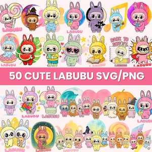 50 Cute Labubu Character Svgs Pngs Bundle Labubu Bundle Png Svg Cute Cliparts SVG PNG Cute Character Clipart Labubu SVG Kawaii Clipart Svg