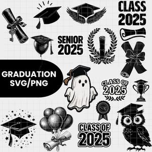 75 Graduation 2025 Clipart Svg Bundle, Graduation 2025 Svg, Graduation Cap Svg, Senior 2025 SVG Bundle 2025 Graduation SVG PNG Bundle Cricut