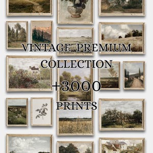 Vintage Printable Country Landscape Oil Painting Mega Bundle, Antique Farmhouse Mountain Nature Print Wall Art, Set Of 3000 Digital Download