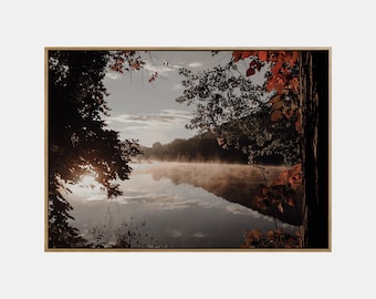 Autumn Landscape Lake Printable, Fall Printable Landscape Wall Art, Autumn Forest Poster, Fall Nature Lake Digital Print