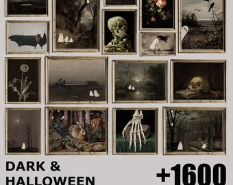 Dark Academia Decor, Halloween Prints,  Mega Bundle Set Of +1600 Prints, Moody Dark Printable Gallery Wall Art Set, Halloween Paintings