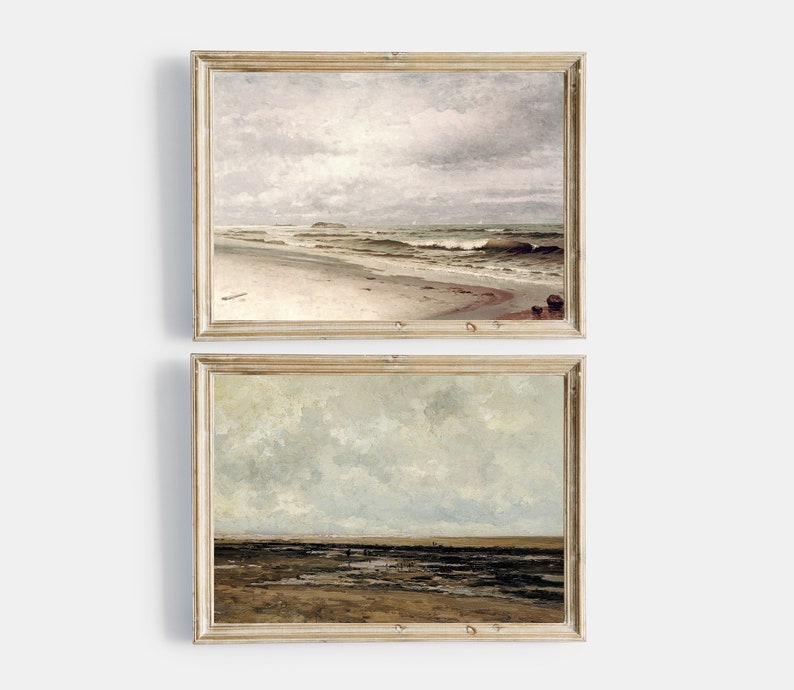 Vintage Printable Gallery Wall Art Set of 2, Muted Neutral Antique ...