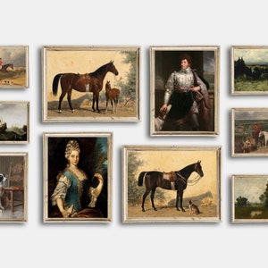 English Country Prints, Landscape Printable Gallery Wall Art Set  Of 10, English Manor, Vintage Oil Painting Portrait