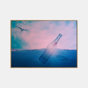 Impressão de oceano pastel, impressão costeira moderna, pôster de oceano tropical, praia de verão na Califórnia, conjunto de praia blush, arte de parede