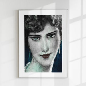Woman Portrait Poster, Her Art Print, Vintage Feminine Figure Wall Art, Antique Woman Printable, Victorian Female Poster