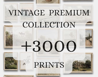 Vintage Printable Country Landscape Oil Painting Mega Bundle, Antique Farmhouse Mountain Nature Print Wall Art, Set Of 3000 Digital Download