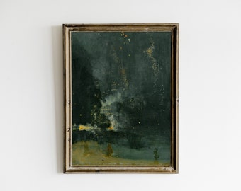Nocturne in Black and Gold The Falling Rocket by James Mcneill Whistler, Dark Academia Decor, Vintage Printable Wall Art