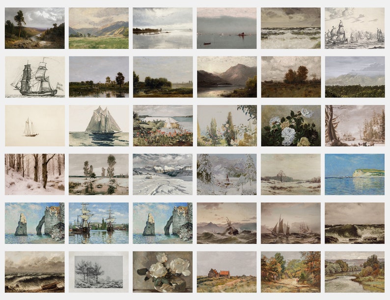 Vintage Printable Country Landscape Painting, Mega Bundle, Antique Mountain Nature Prints Wall Art, Set Of 350 Digital Download image 3