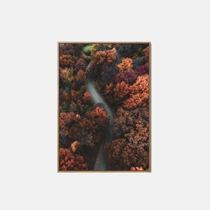 Paisaje de otoño imprimible, arte de pared de paisaje imprimible de otoño, cartel de camino en otoño, impresión de descarga digital de naturaleza de otoño