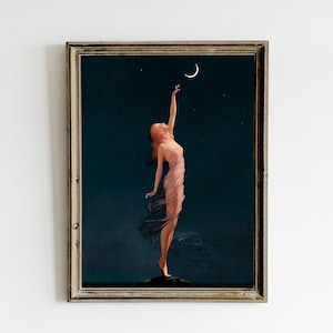 Stampa di paesaggi al chiaro di luna, arte da parete stampabile vintage scuro, arredamento Dark Academia, di Edward Mason Eggleston 1933