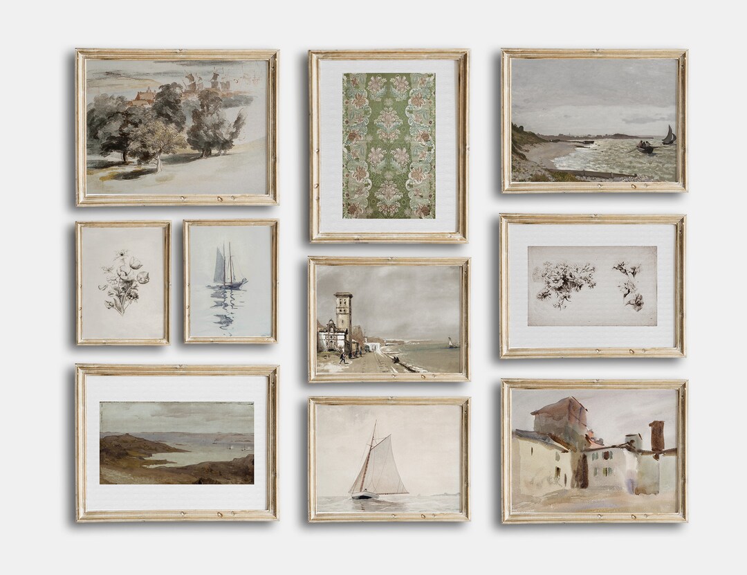 Vintage Printable Gallery Wall Art Set of 10, Antique Nautical Sailboat ...