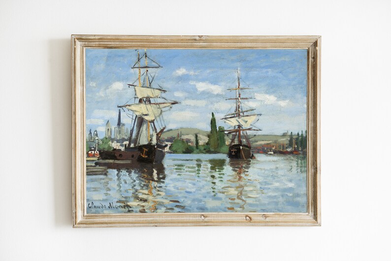 Claude Monet, Vintage Seascape Coastal Oil Painting, Vintage Printable Gallery Wall Art Set Of 5, Monet Posters Beach image 3