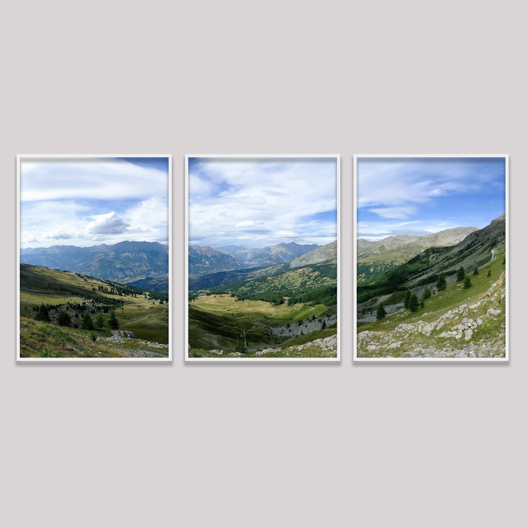 Set of 3 Mountain Print, 3 Piece Forest Wall Art, Green Forest ...