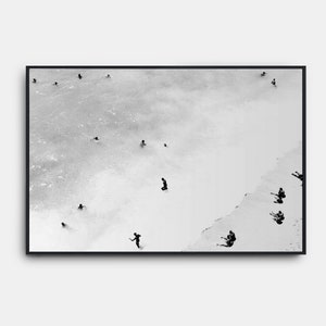 Beach Black And White Prints, Aerial Beach Print, Modern Coastal Printable, Sea Photography Black and White Wall Art