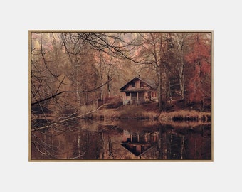 Autumn Landscape Lake Printable, Fall Printable Landscape Wall Art, Autumn Forest Poster, Fall Nature Lake Digital Print