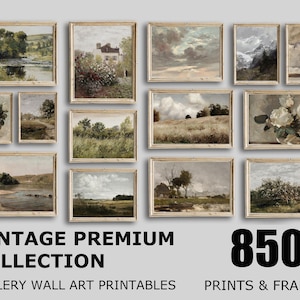 Vintage Printable Country Landscape Painting, Mega Bundle, Antique Mountain Nature Prints Wall Art, Set Of 850 Digital Download