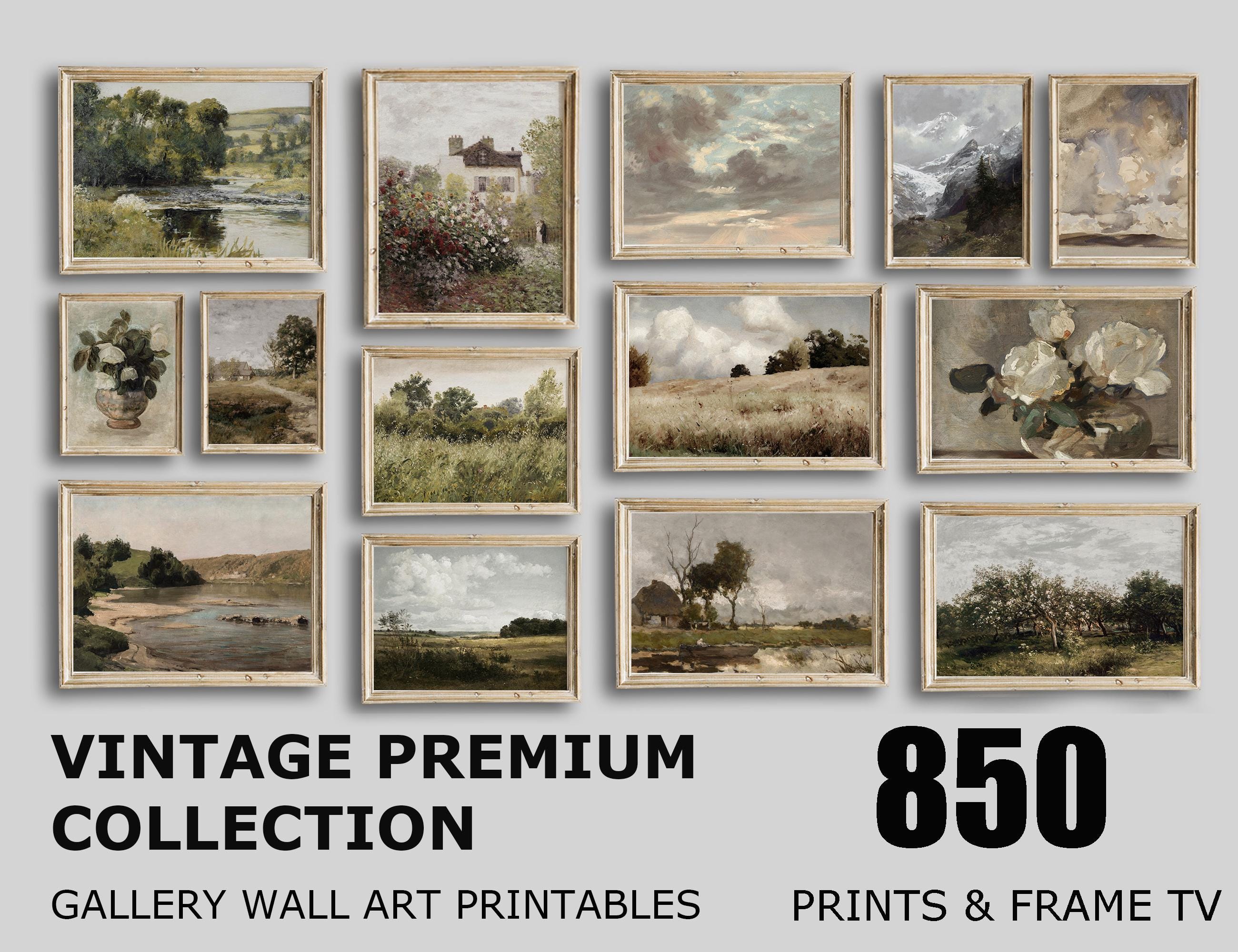Vintage Printable Country Landscape Painting, Mega Bundle, Antique Mountain Nature Prints Wall Art, Set Of 850 Digital Download