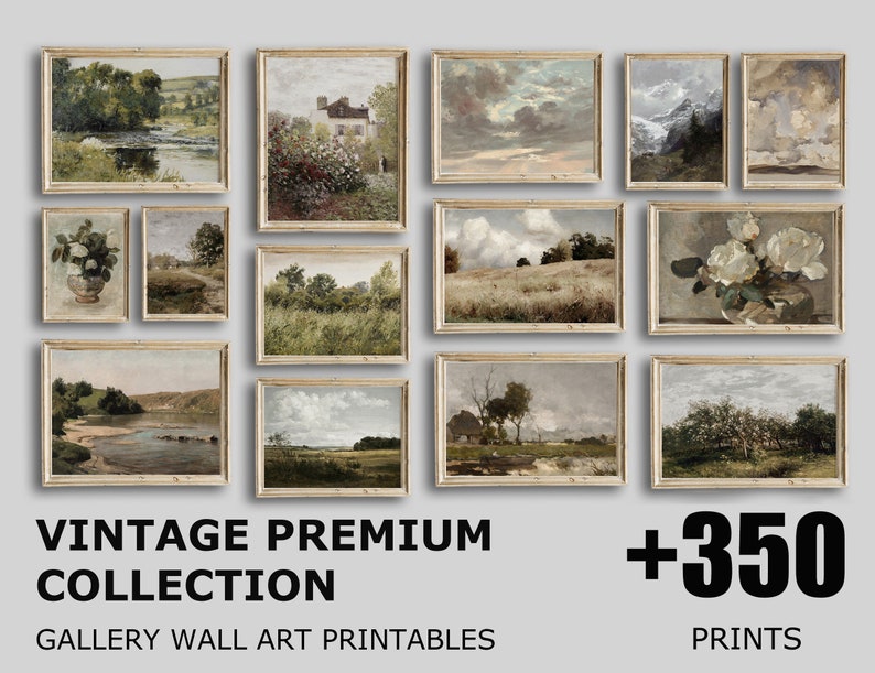 Vintage Printable Country Landscape Painting, Mega Bundle, Antique Mountain Nature Prints Wall Art, Set Of 350 Digital Download image 1