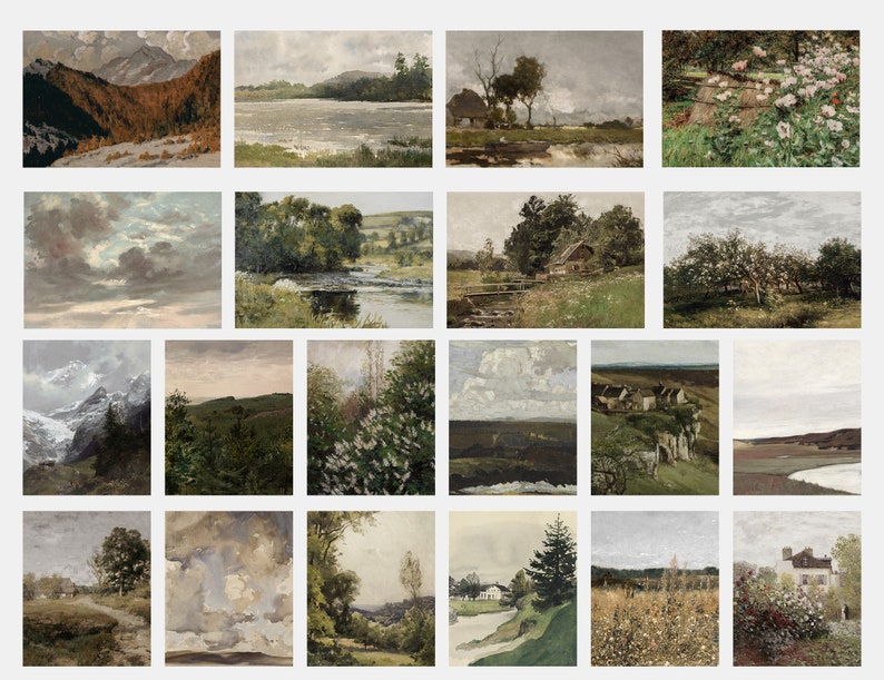 Vintage Printable Country Landscape Painting, Mega Bundle, Antique Mountain Nature Prints Wall Art, Set Of 350 Digital Download image 7