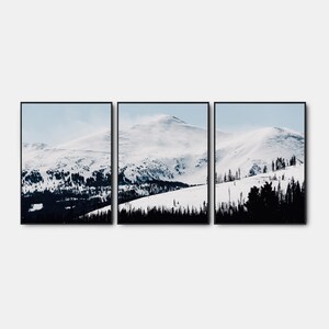 Winter Gallery Wall Art Set Of 3, Modern Winter Forest Poster, Pine Trees Prints, Snow Gallery Landscape Printable Set