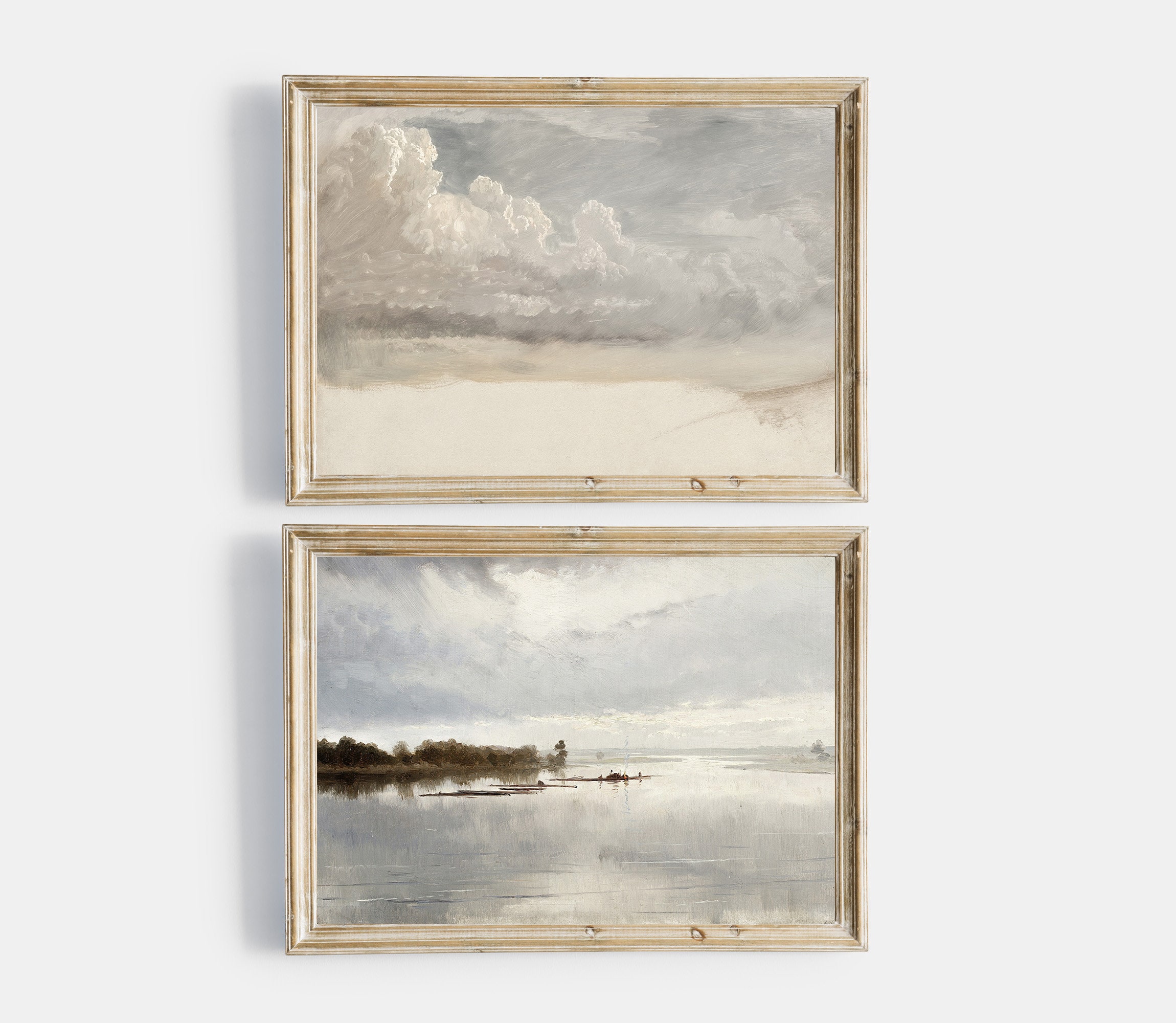 Vintage Printable Gallery Wall Art Set of 2, Antique Lake Coastal ...