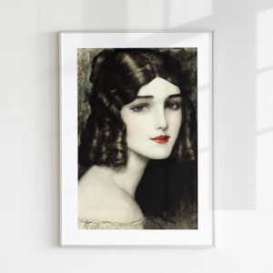 Woman Portrait Poster, Her Art Print, Vintage Feminine Figure Wall Art, Antique Woman Printable, Victorian Female Poster