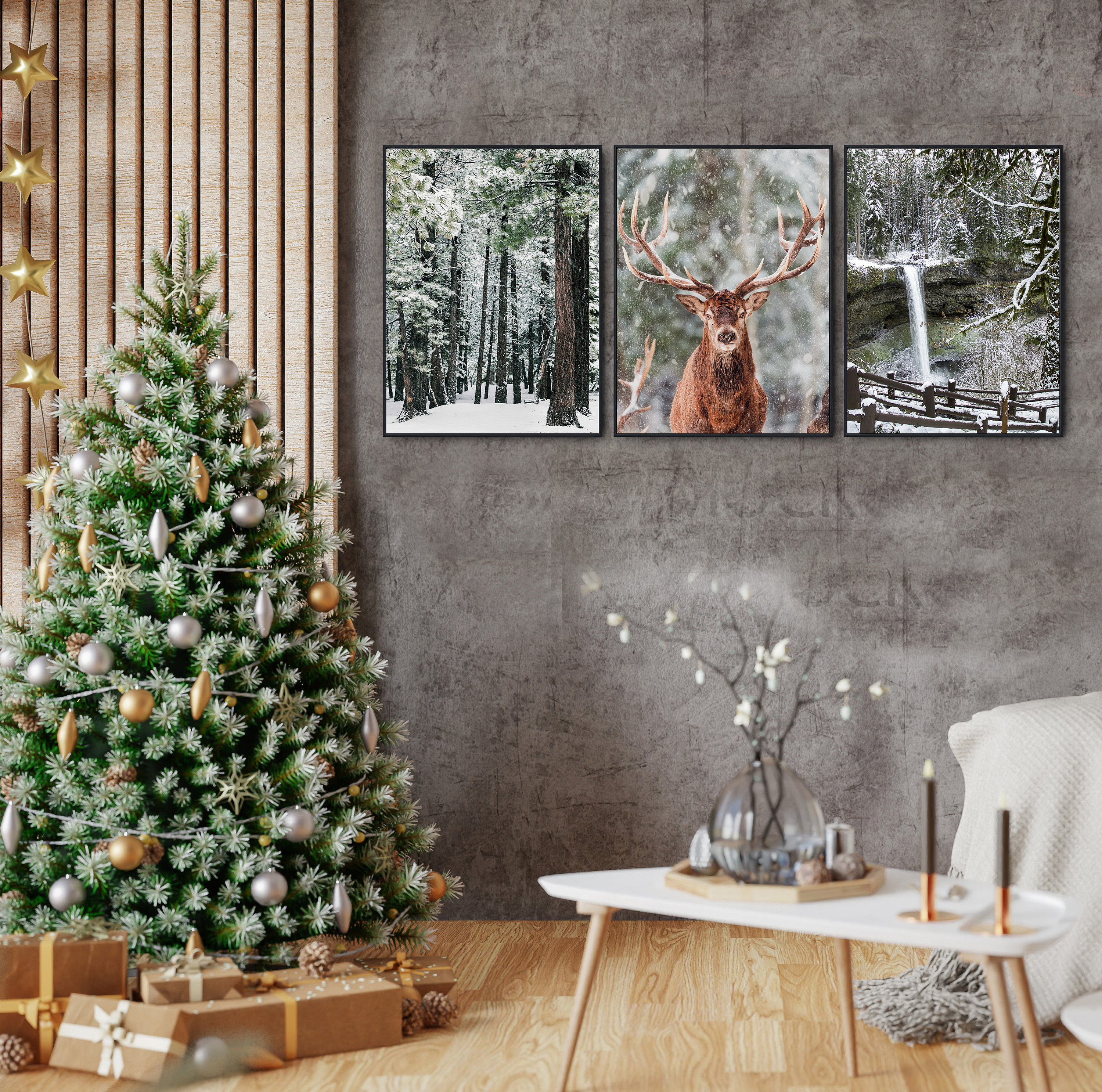 Christmas Nordic Printable, Gallery Wall Art Set of 3, Xmas Prints ...