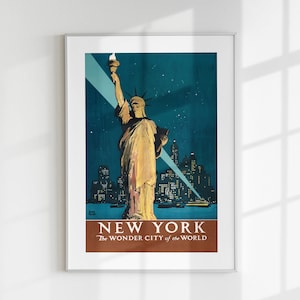 Travel Poster, New York Poster Wall Art, American Print, Vintage New York Poster, USA Printable, Digital Travel Gifts