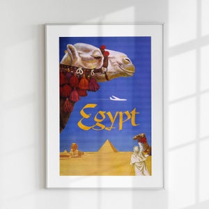 Reise Poster, Ägypten Print, Vintage Poster, Ägypten druckbar, digitales Reisegeschenk, Welt Land Wandkunst, Retro Kamel