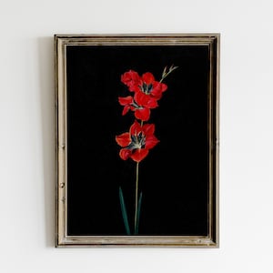 Moody Vintage Floral Print, Dark Vintage Printable Wall Art, Dark Academia Decor Painting, Botanical Goth Print