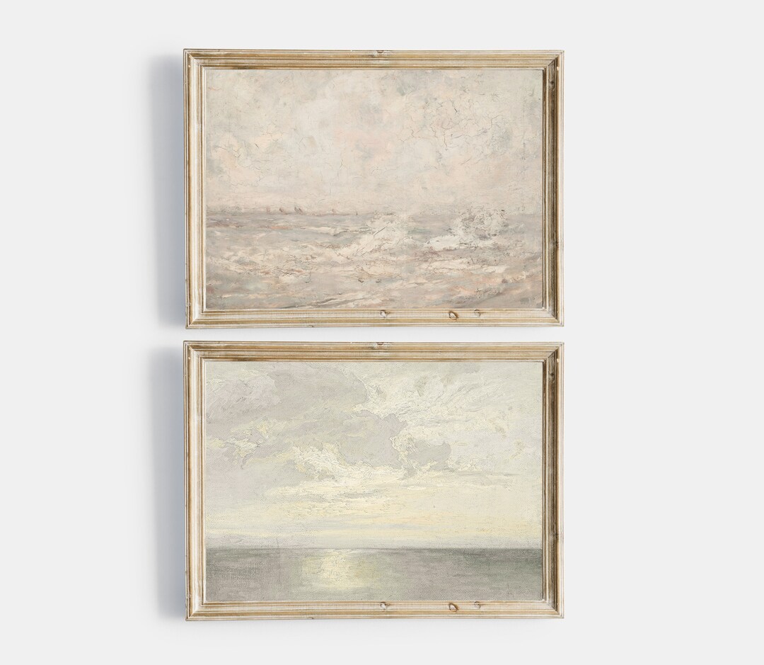 Vintage Printable Gallery Wall Art Set of 2, Muted Neutral Antique ...