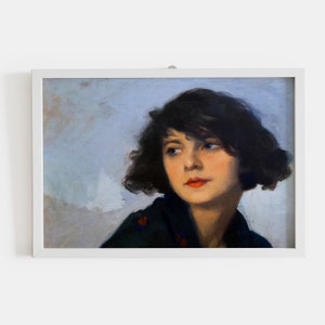 Woman Portrait Poster, Her Art Print, Vintage Feminine Figure Wall Art, Antique Woman Printable, Victorian Female Poster