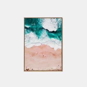 Impressão aérea de praia, impressão costeira moderna, decoração de parede aérea de oceano, praia de verão na Califórnia, arte de parede de fotografia de mar