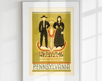 Pennsylvania Poster Wall Art, Travel Poster, American Print, Vintage Pennsylvania Poster, USA Printable, Digital Gift
