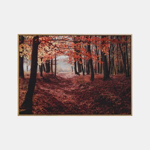 Paisaje de otoño imprimible, arte de pared de paisaje imprimible de otoño, cartel del bosque de otoño, impresión de descarga digital de la naturaleza de otoño