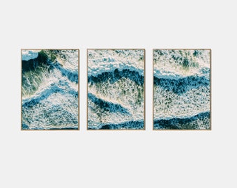 Set di stampa oceano pastello di 3, stampabile costiera moderna, poster sull'oceano tropicale, spiaggia estiva della California, set da spiaggia blush