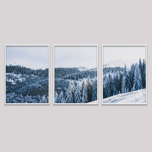 Conjunto de 3 impresiones de montaña, impresiones grandes de arte de pared del bosque, naturaleza de arte de pared imprimible, bosque de paisaje natural de 3 piezas