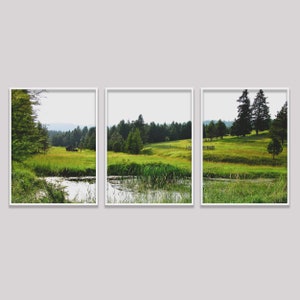 3er Set Bergdrucke, Wald Wandkunst Große Drucke, druckbare Wandkunst Natur, 3-teilige Naturlandschaft Wald