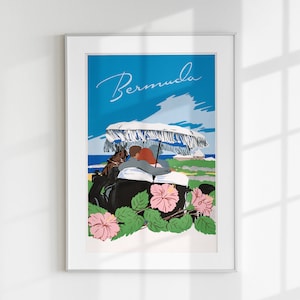 Travel Poster, Bermuda Print, Vintage Poster, Bermuda Printable, Digital Travel Gift, World Country Wall Art