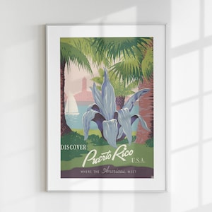 Travel Poster, Puerto Rico Print, Vintage Poster, Puerto Rico Printable, Digital Travel Gift, World Country Wall Art