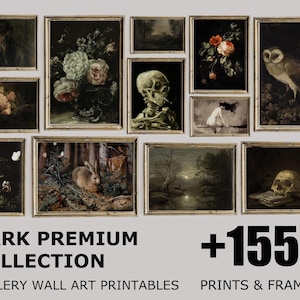 Decoración de Dark Academia, megapaquete de 1550 impresiones, juego de arte de pared para galería imprimible de Moody Dark, pinturas de estilo cottagecore